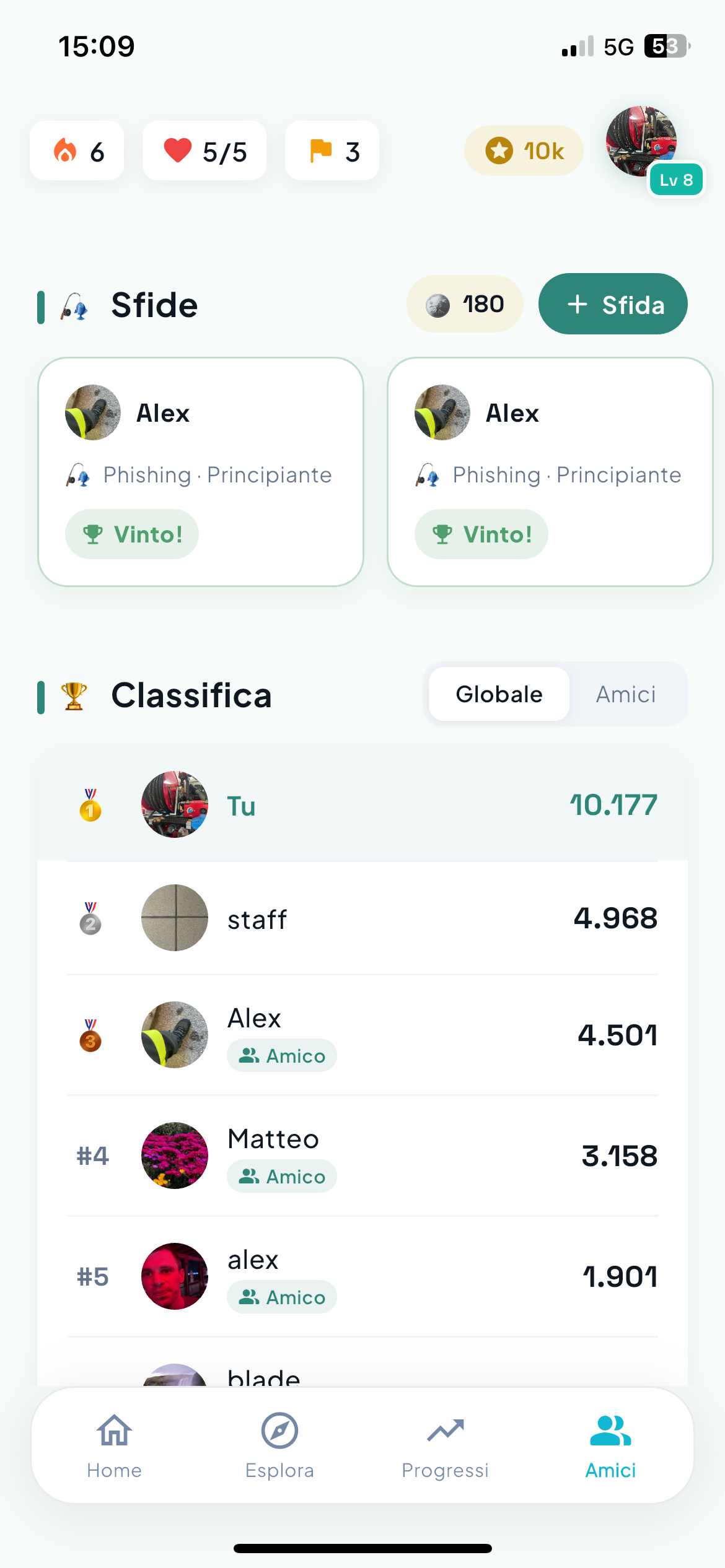 Amici, sfide e classifica