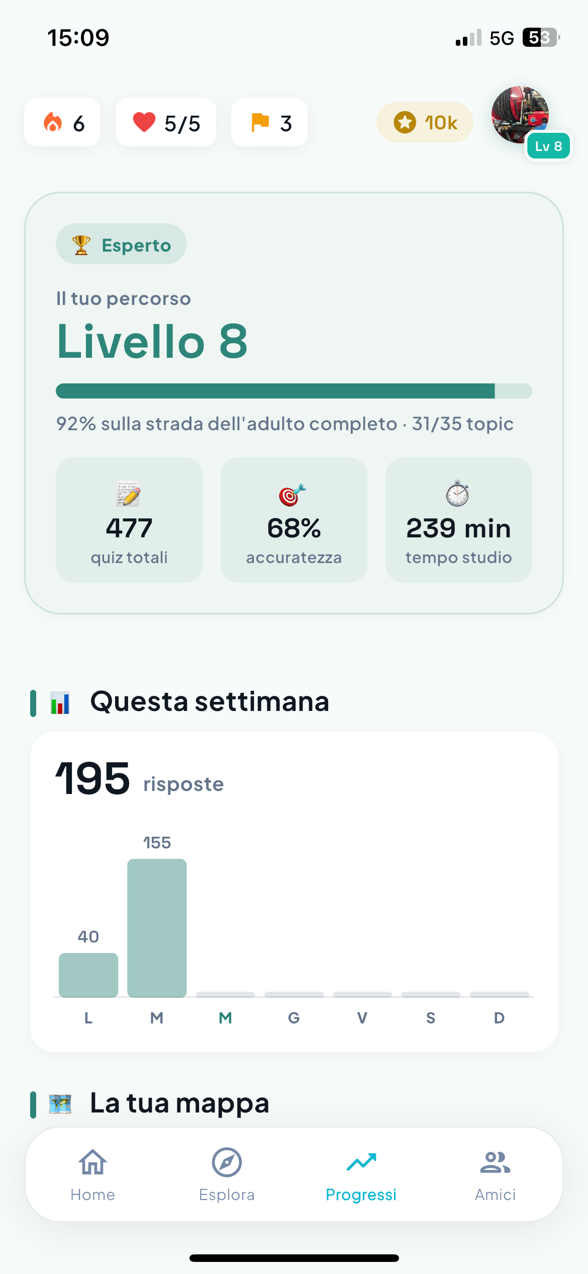 Progressi, livello e statistiche